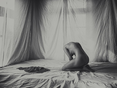 » #1/5 « / scarf &amp; mirror / Blog post by <a href="https://willischwanke.strkng.com/en/">Photographer Willi Schwanke</a> / 2019-12-26 15:03 / Nude