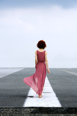 where is she coming from  / runway,abandoned,color,beauty