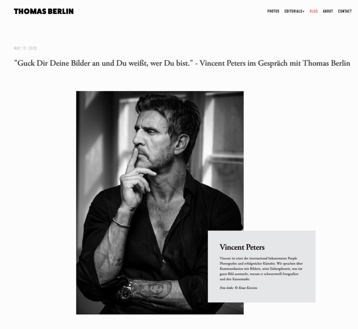 Interview mit Vincent Peters - Blog-Beitrag von Fotograf Thomas Berlin / 19.05.2020 10:10