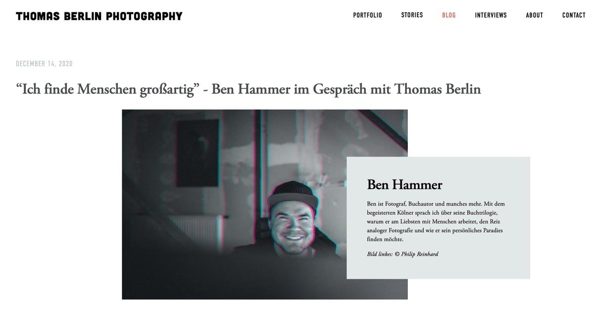 “Ich finde Menschen großartig” - Blog post by Photographer Thomas Berlin / 2020-12-14 09:37