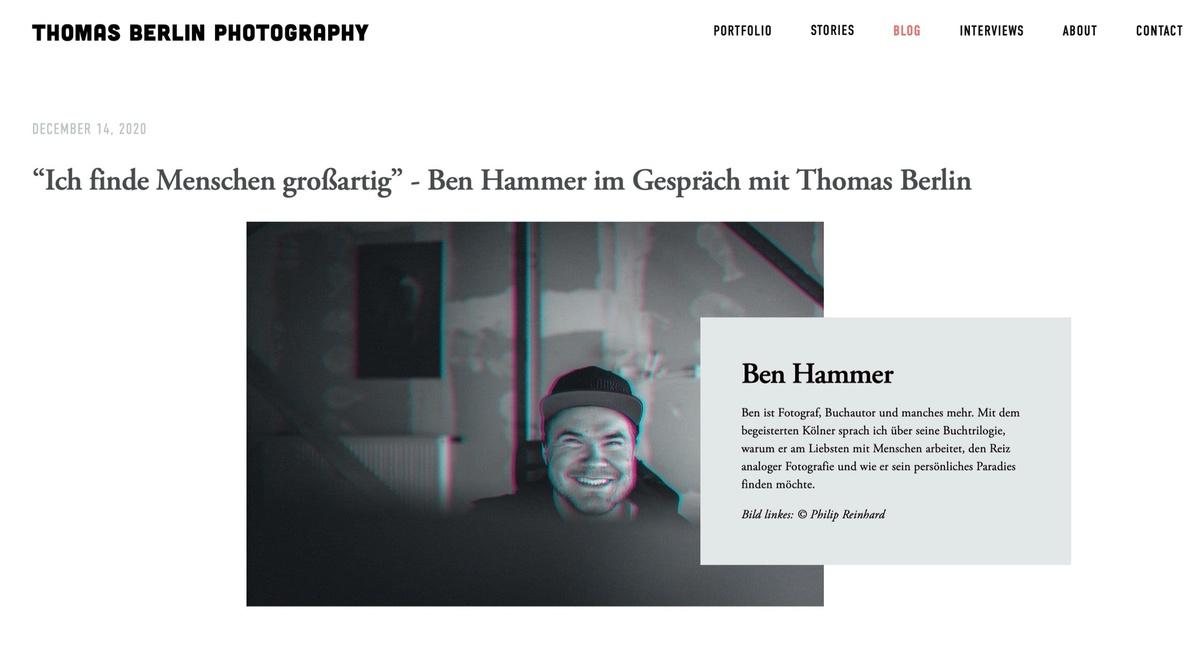 “Ich finde Menschen großartig” - Blog-Beitrag von Fotograf Thomas Berlin / 14.12.2020 09:37