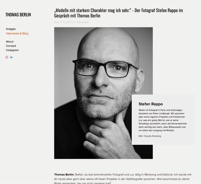 » #1/2 « / Interview mit Stefan Rappo / Blog post by <a href="https://thomasberlin.strkng.com/en/">Photographer Thomas Berlin</a> / 2024-04-12 16:19