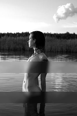 up & down I / Nude / lake,summer,outdoors,water,swimming,nature,sun,light,woman,nude,naked,chameleon