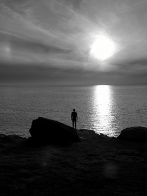 Abendsonne / sonnenuntergang,schwarzweiß,mensch,licht,helldunkel