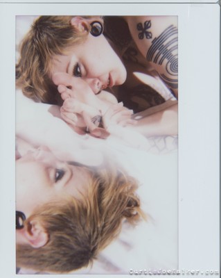 Justine Marie / Mode / Beauty / feet,instax,double exposure,barefoot,short hair,woman,model,tattoo,analog,film,instant film