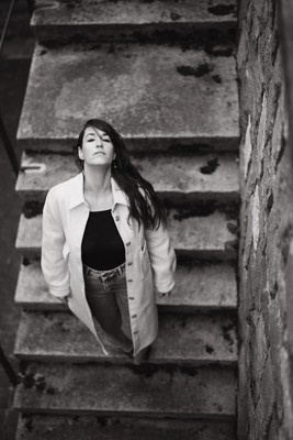 Don't look up / Fine Art / Stairway,monochrome,Coat,Vintage