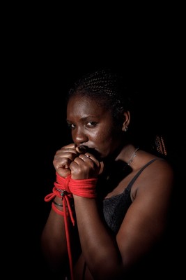 Prisoner #2 / Portrait / ropes,red,fear,eyes