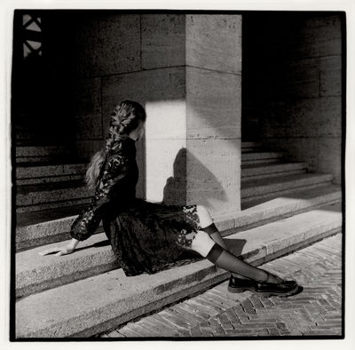 staring girl on stairs / Black and White  photography by Photographer Holger Nitschke ★76 | STRKNG