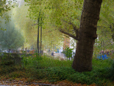 Rain in the park / Stadtlandschaften  Fotografie von Fotograf John Harrop ★1 | STRKNG