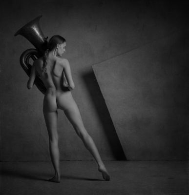 Girl with Tuba / Nude  photography by Photographer Arkadiy Kurta ★18 | STRKNG