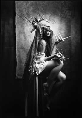The Bird Witch - 13x18cm x-ray film reversal processed with (Pa)Rodinal and Peroxyacetic / 2022-09-28 The Bird Witch - 13x18cm x-ray film reversal processed with (Pa)Rodinal and Peroxyacetic / Portrait Fotografie von Fotograf J Saidler ★1 | STRKNG